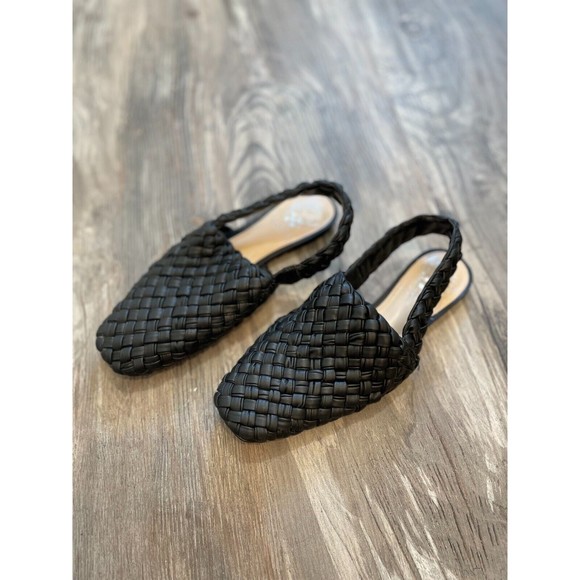 Vince Camuto | Shoes | 46 Vince Camuto Lasint Mule Black Woven Flats Womens  Slingback Size 65 Euc | Poshmark